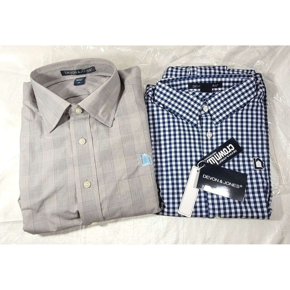 Lansing Building Products: 2 Devon & Jones Long Sleeve Dress Shirts - Medium